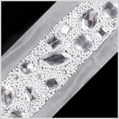 2.125 White Fancy Beaded Trim