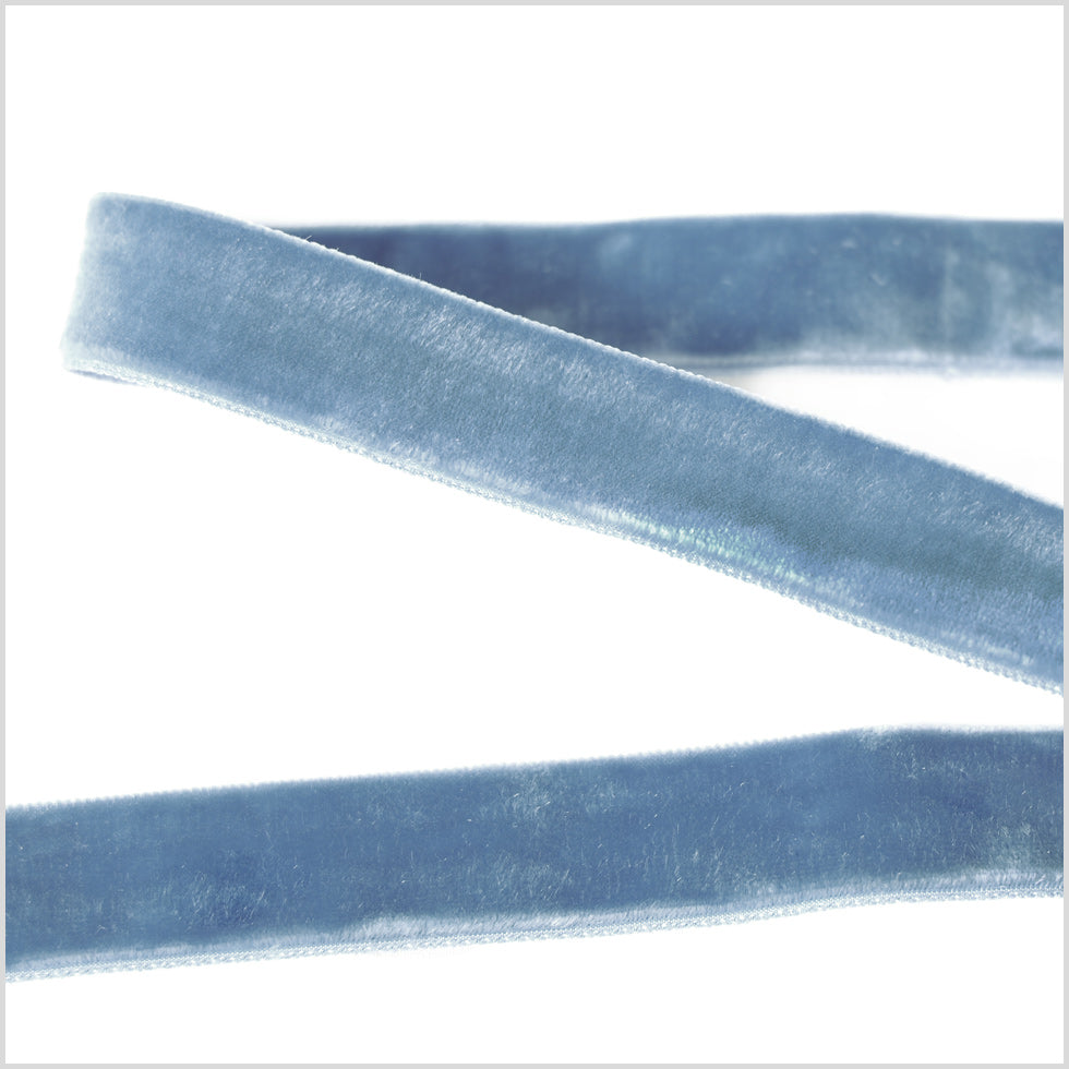 Dusty Blue Double Face Velvet Ribbon - 7/8"