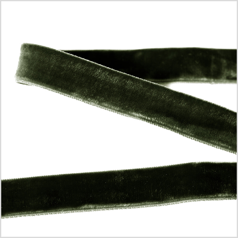 Moss Green Double Face Velvet Ribbon - 7/8"