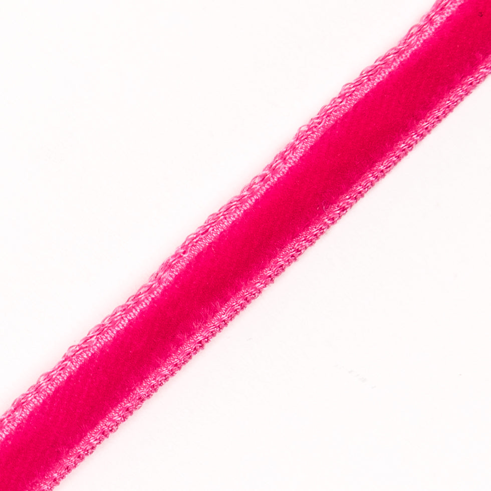 Italian Fuchsia Single Face Velvet Ribbon - 5mm Detail