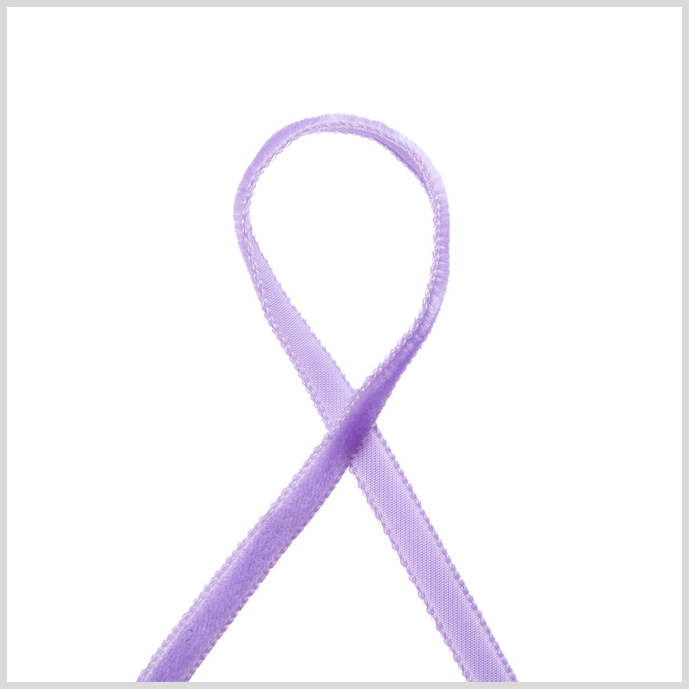Single Faced Velvet Ribbon Made in Italy - 1/8" - Light Lilac - Sabine Collection Detail