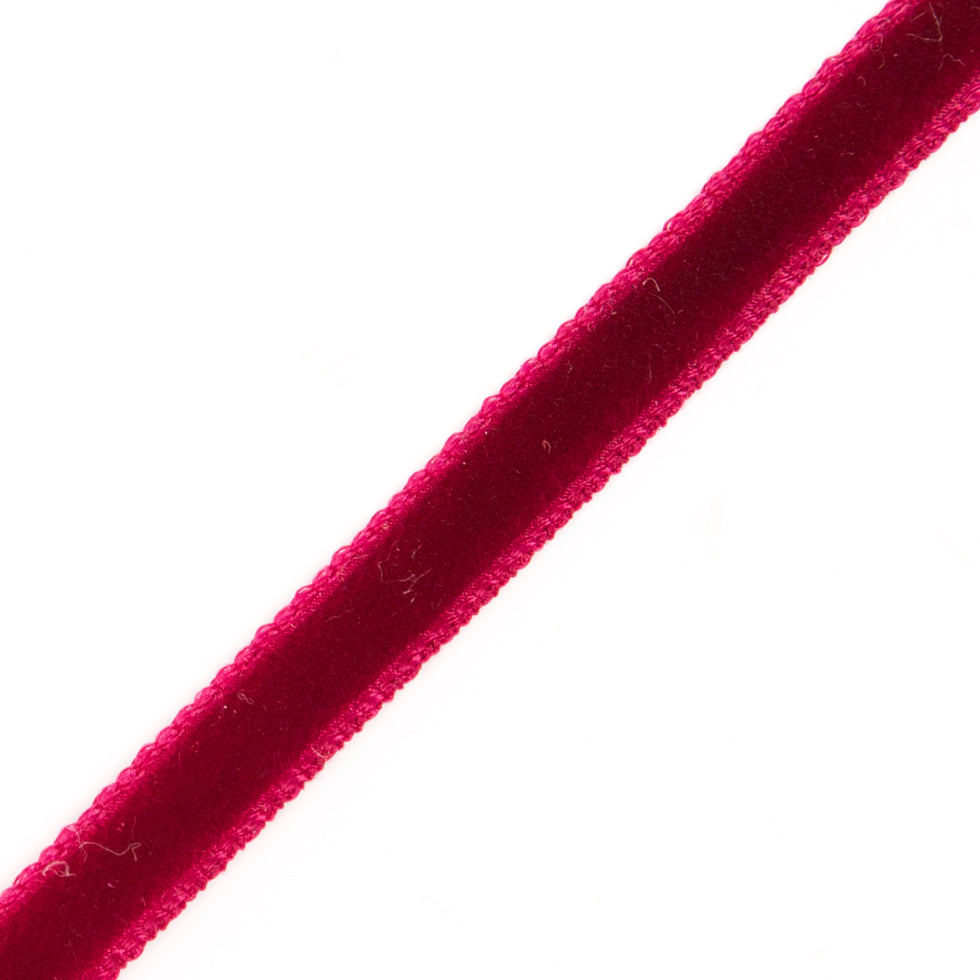 Italian Dark Red Single Face Velvet Ribbon - 5mm Detail