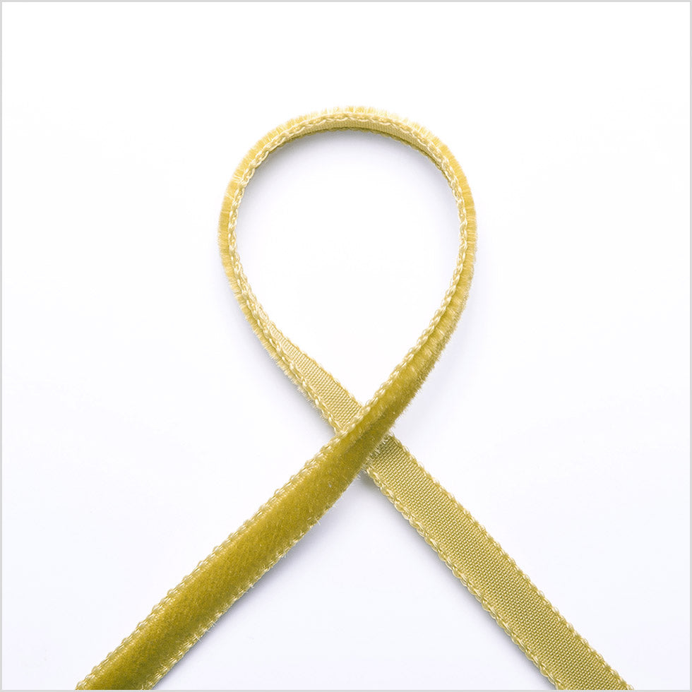 Olive Single Face Velvet Ribbon - 0.125 - Detail