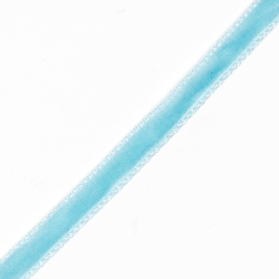 Italian Sky Blue Single Face Velvet Ribbon - 5mm Detail