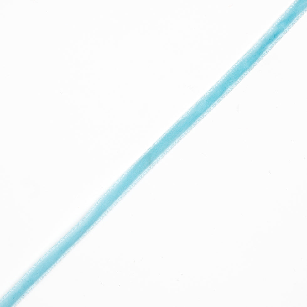 Italian Sky Blue Single Face Velvet Ribbon - 5mm