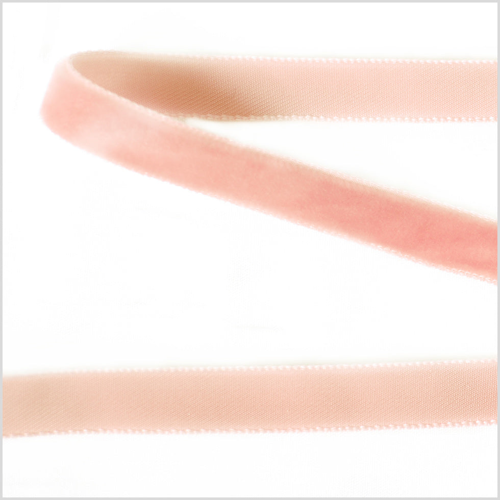 Light Peach Single Face Velvet Ribbon - 0.375