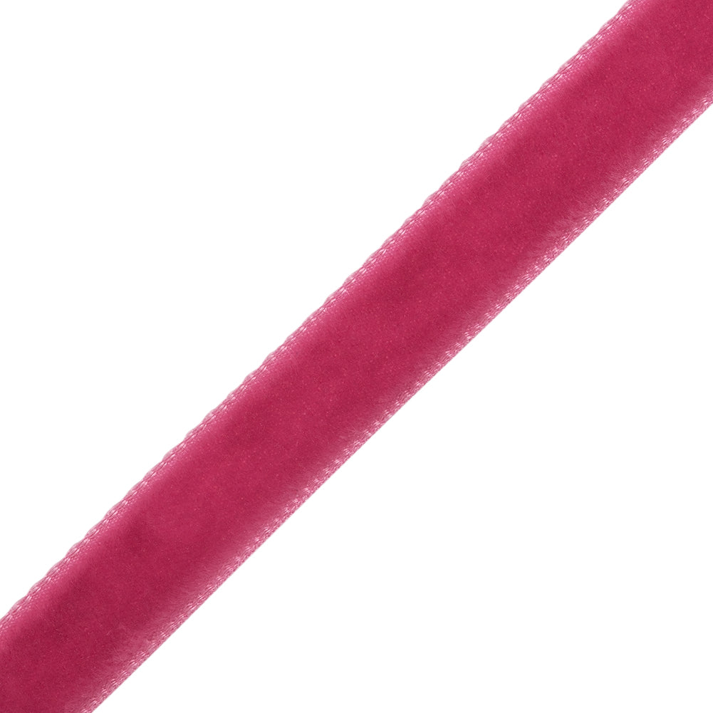 Beauty Pink Single Face Velvet Ribbon - 0.375" Folded