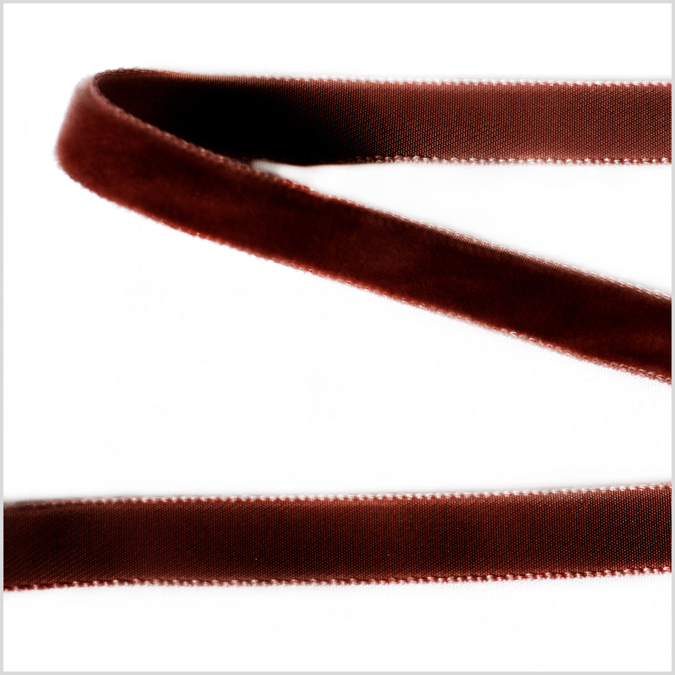 Brown Single Face Velvet Ribbon - 0.375