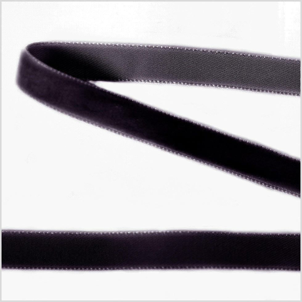 Black Single Face Velvet Ribbon - 0.375"