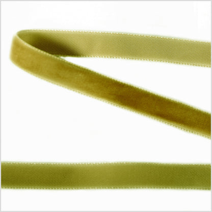 Olive Single Face Velvet Ribbon - 0.375"