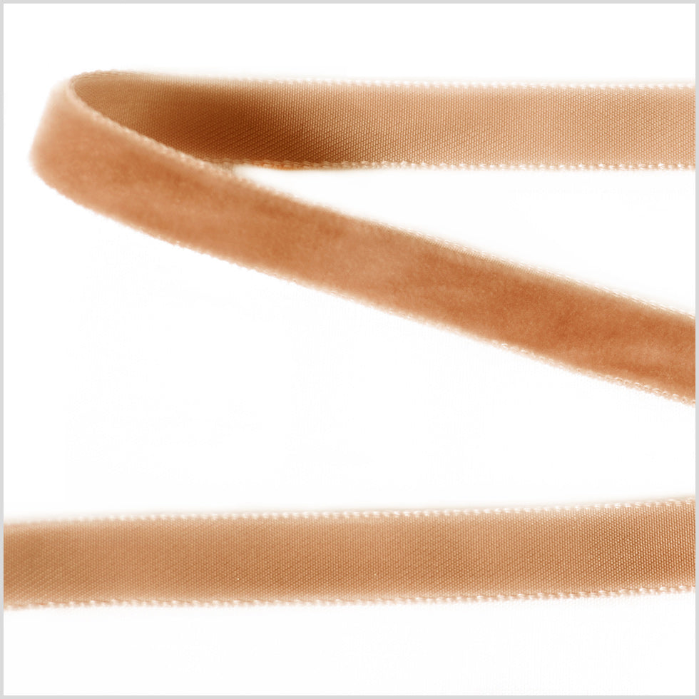 Beige Single Face Velvet Ribbon - 0.375"
