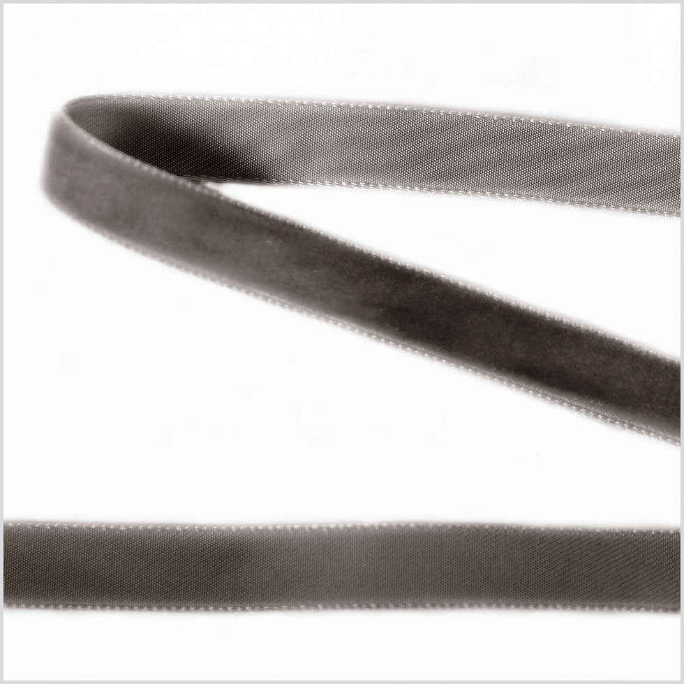Pewter Single Face Velvet Ribbon - 0.375