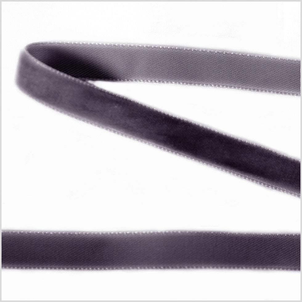 Dark Gray Single Face Velvet Ribbon - 0.375"