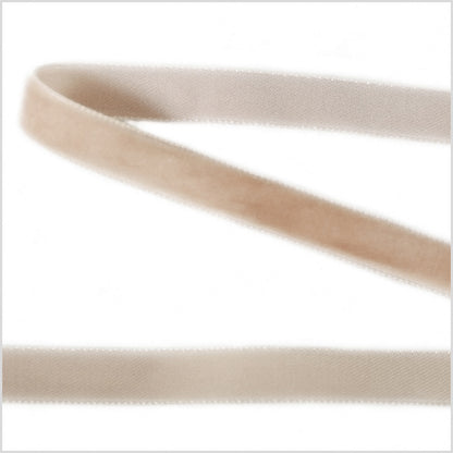 Khaki Single Face Velvet Ribbon - 0.375