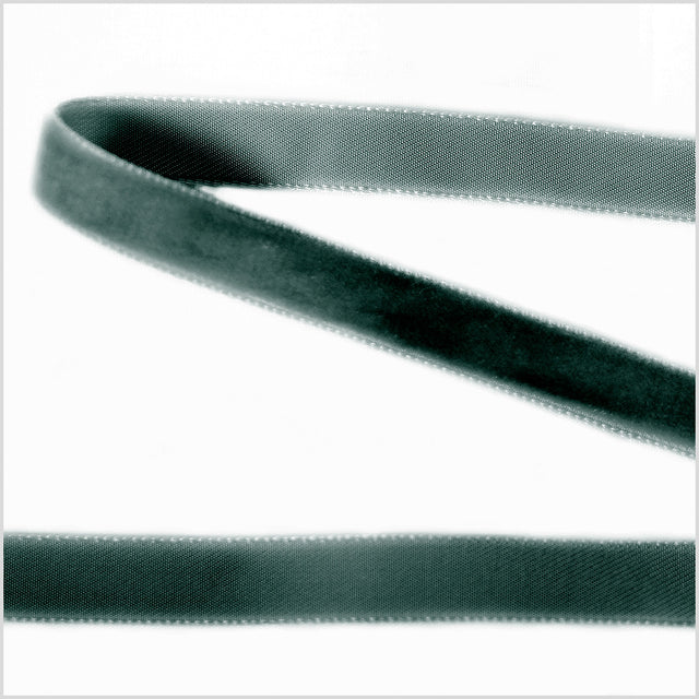 Midnight Green Single Face Velvet Ribbon - 0.375"