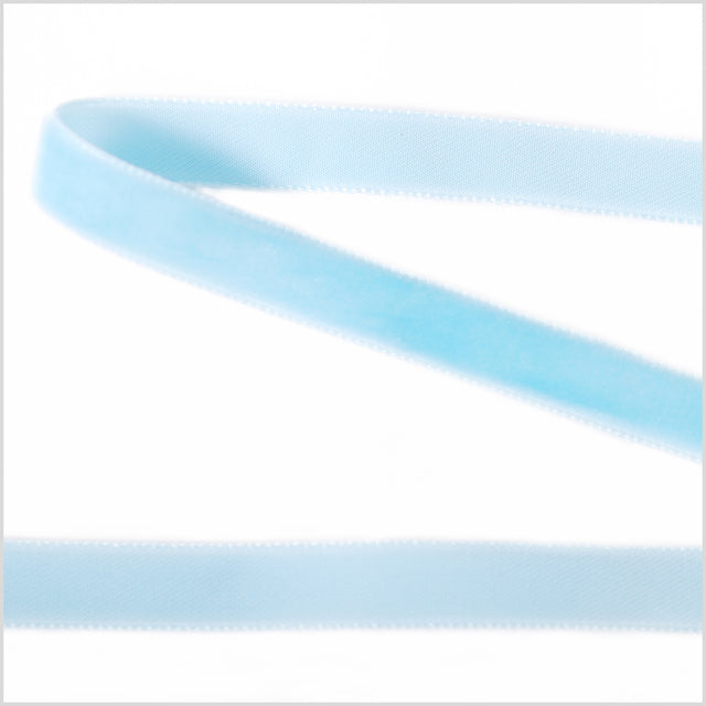 Baby Blue Single Face Velvet Ribbon - 0.375"