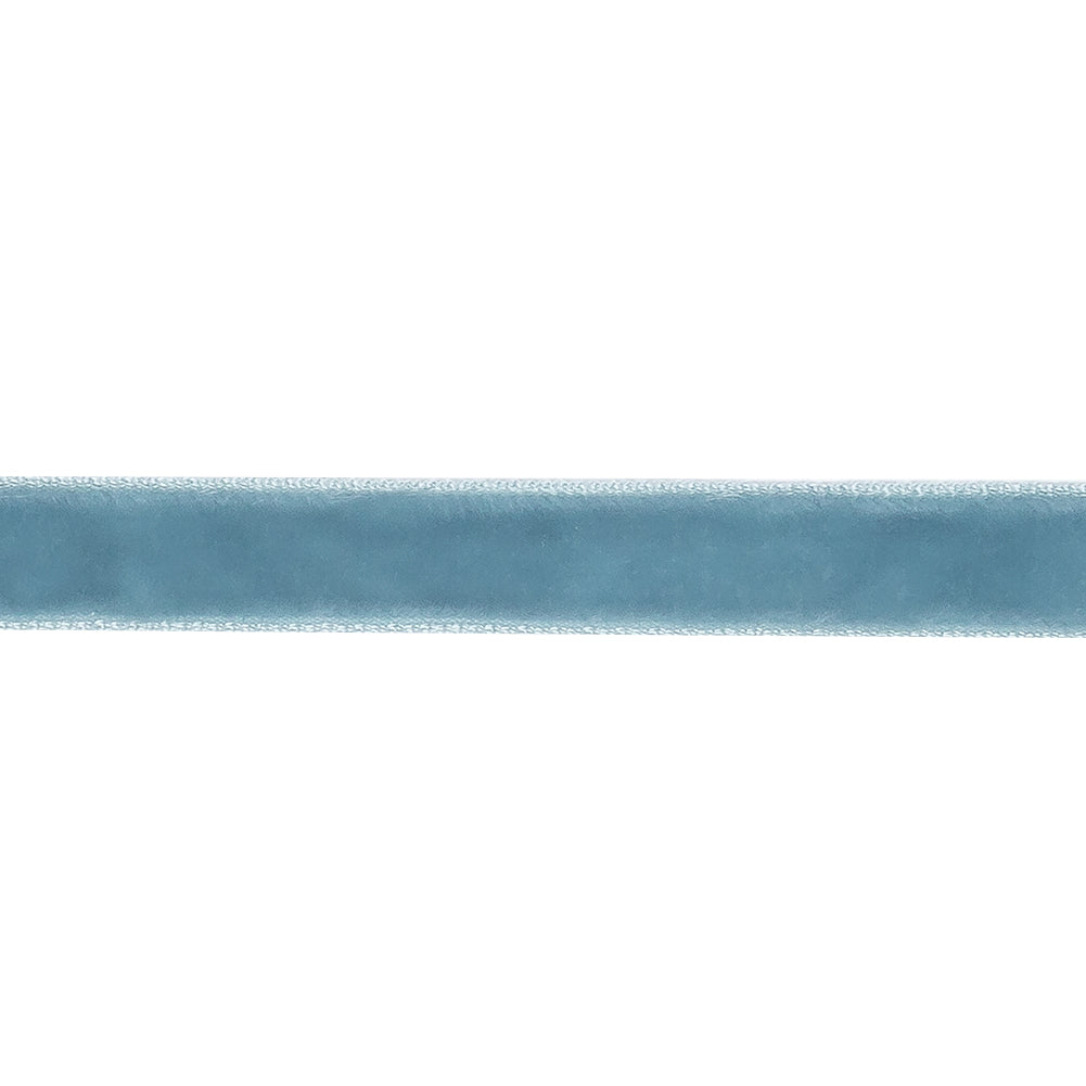 French Blue Single Face Velvet Ribbon - 0.375" Detail