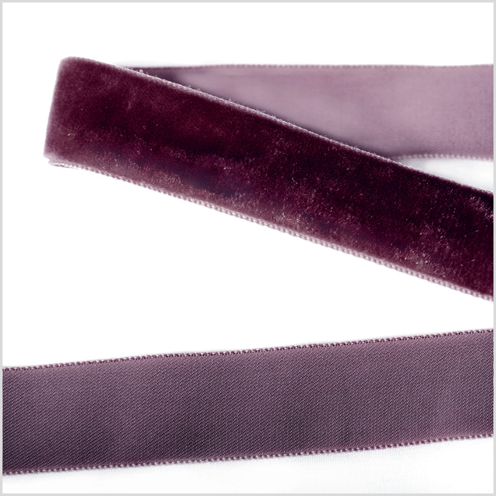 Wine Single Face Velvet Ribbon - 0.875