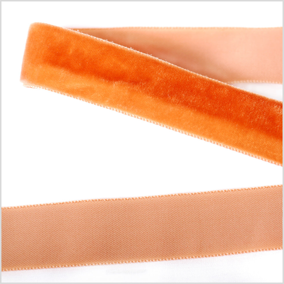 Tangerine Single Face Velvet Ribbon - 7/8"