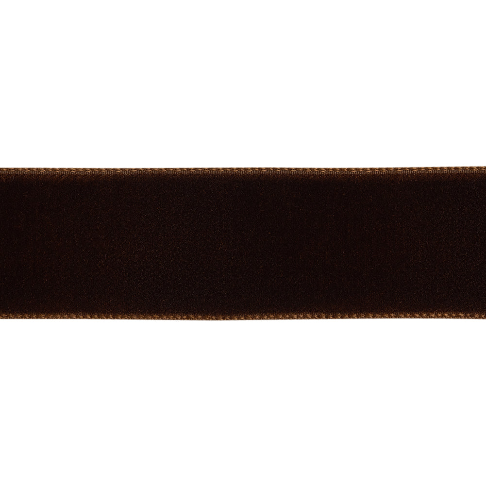 Brown Single Face Velvet Ribbon - 7/8" Folded