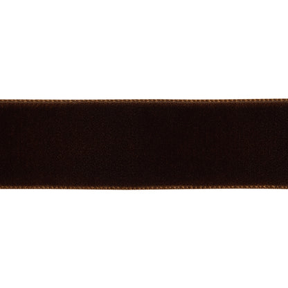 Brown Single Face Velvet Ribbon - 7/8" Folded
