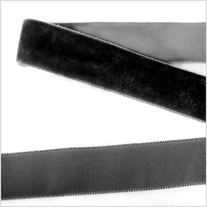 Black Single Face Velvet Ribbon - 0.875"