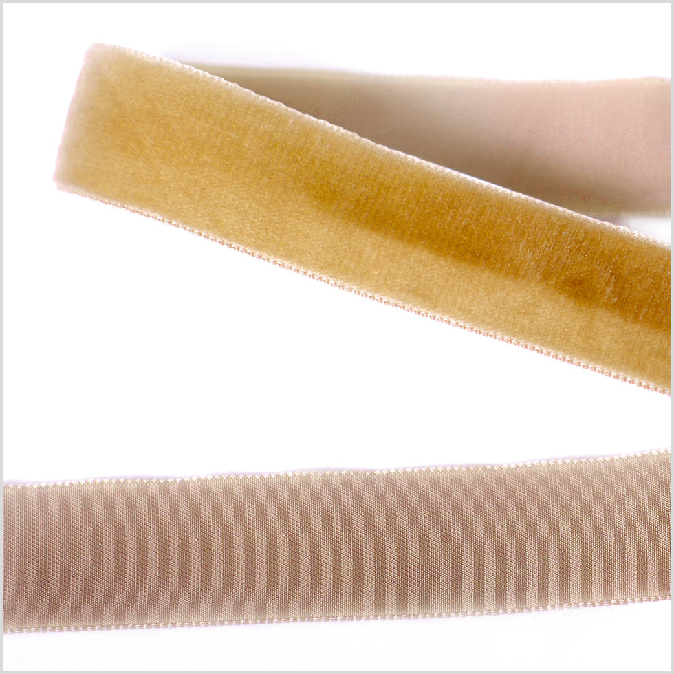 Old Gold Single Face Velvet Ribbon - 0.875