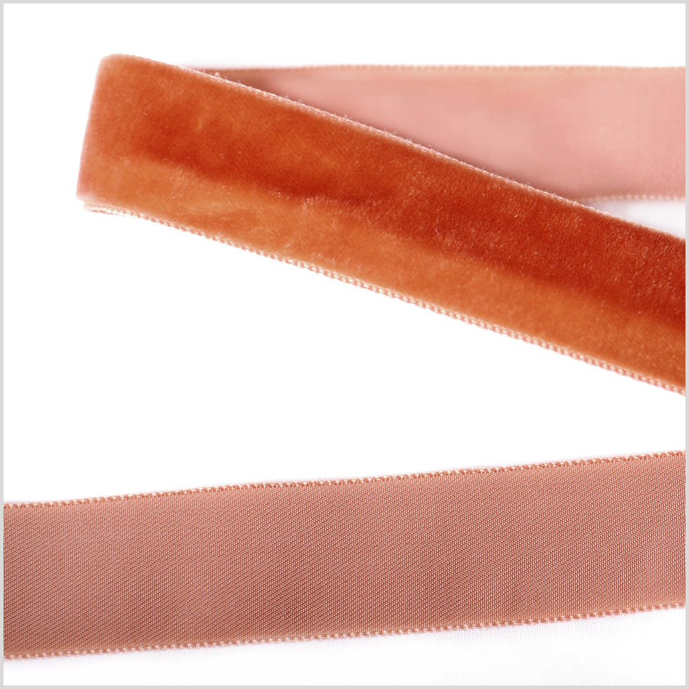 Rust Single Face Velvet Ribbon - 7/8