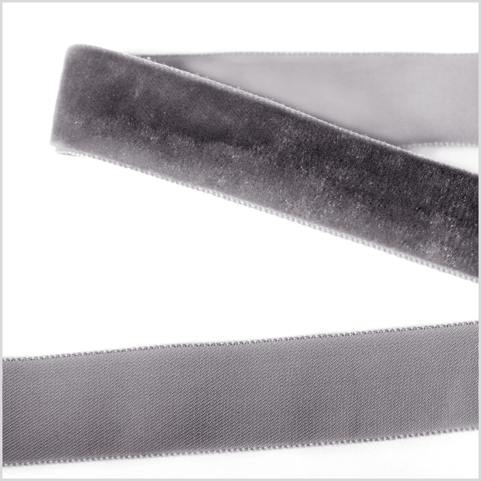 Gray Single Face Velvet Ribbon