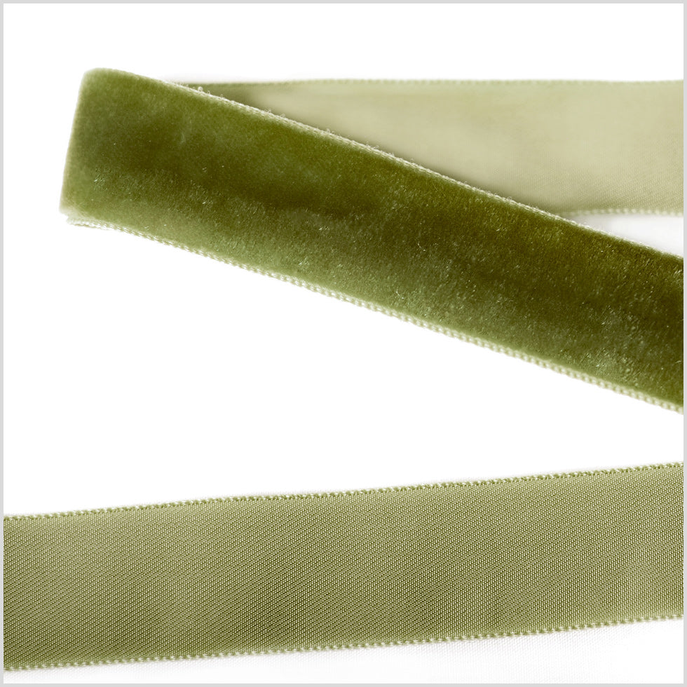 Moss Green Single Face Velvet Ribbon - 0.875