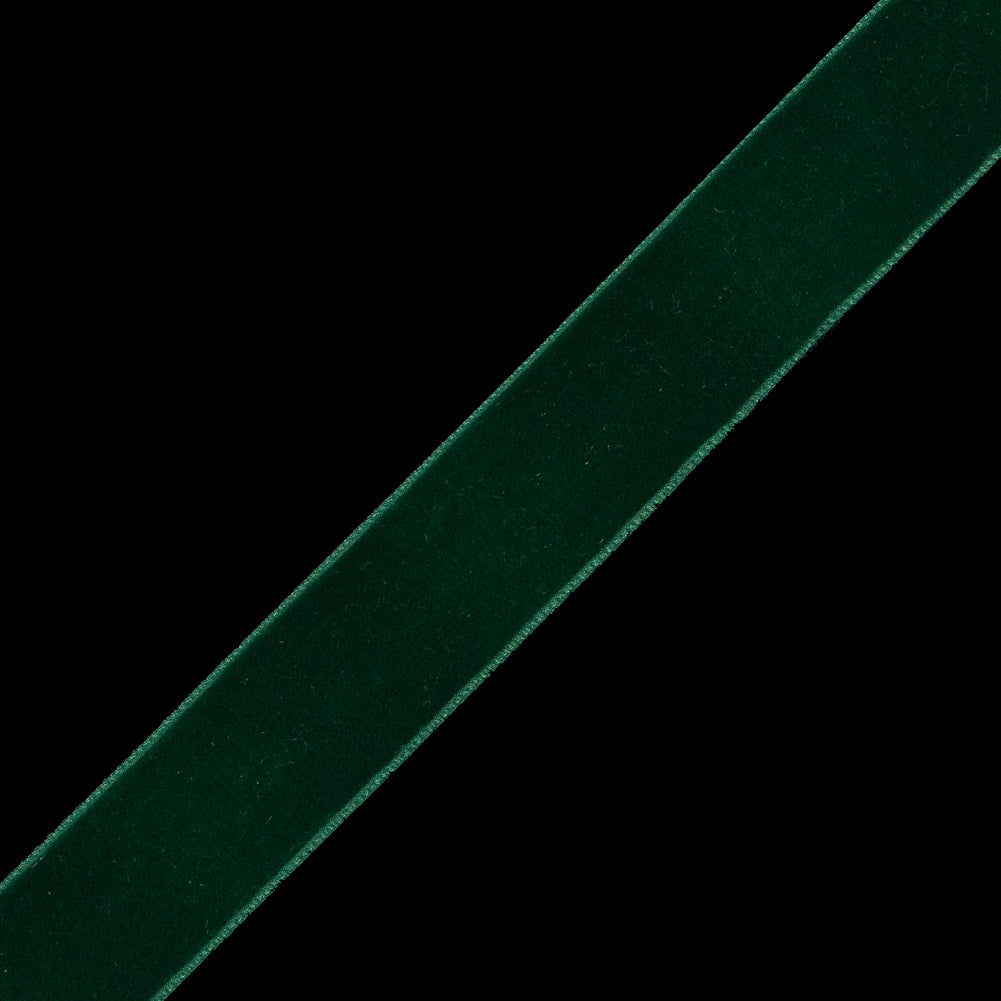 Single Faced Velvet Ribbon Made in Italy - 7/8" - Dark Green - Sabine Collection - Detail