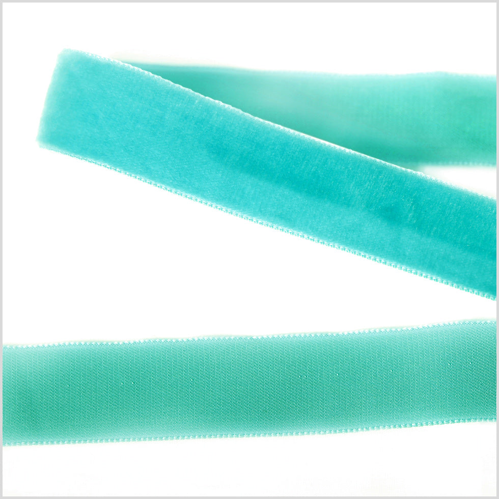 Teal Single Face Velvet Ribbon - 7/8