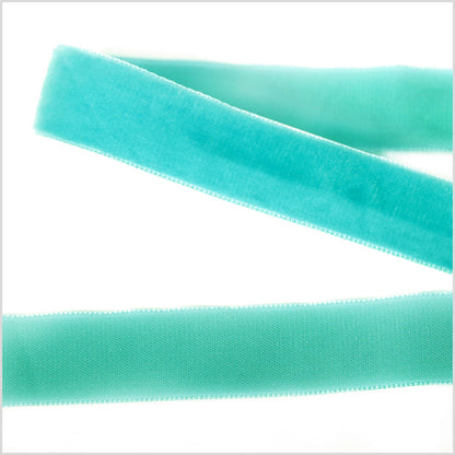 Teal Single Face Velvet Ribbon - 7/8