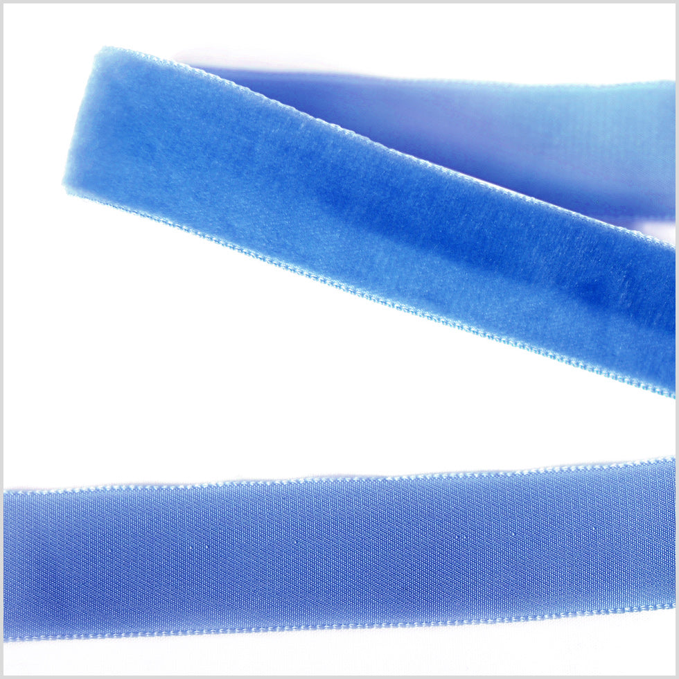 Evening Blue Single Face Velvet Ribbon - 7/8"