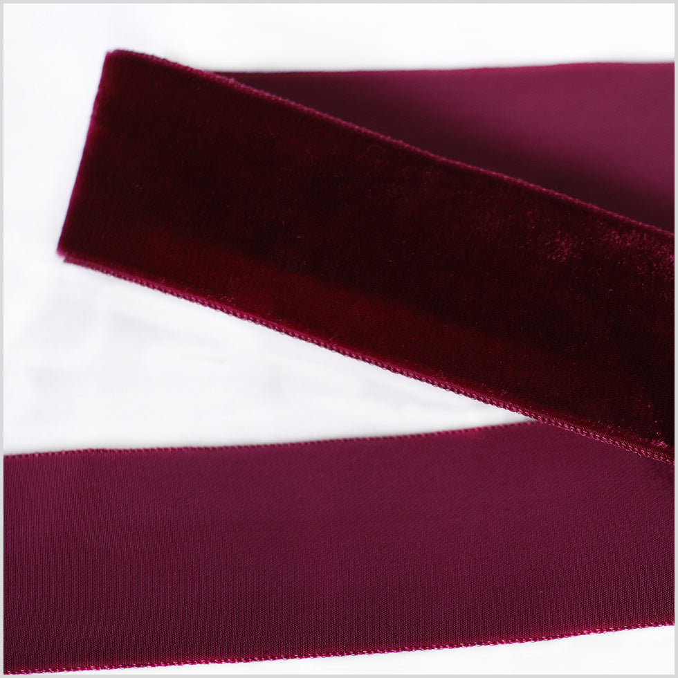Wine Single Face Velvet Ribbon - 1.5"