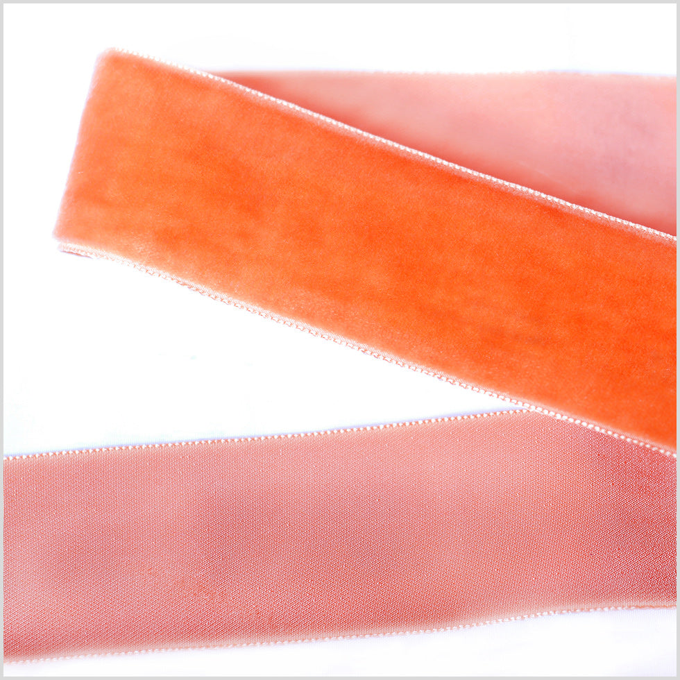 Tangerine Single Face Velvet Ribbon - 1.5