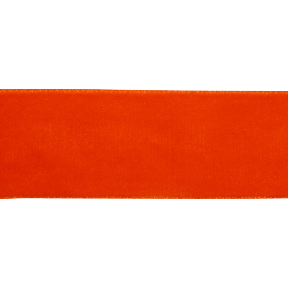 Bright Orange Single Face Velvet Ribbon - 1.5" Folded