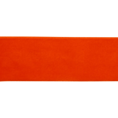 Bright Orange Single Face Velvet Ribbon - 1.5" Folded