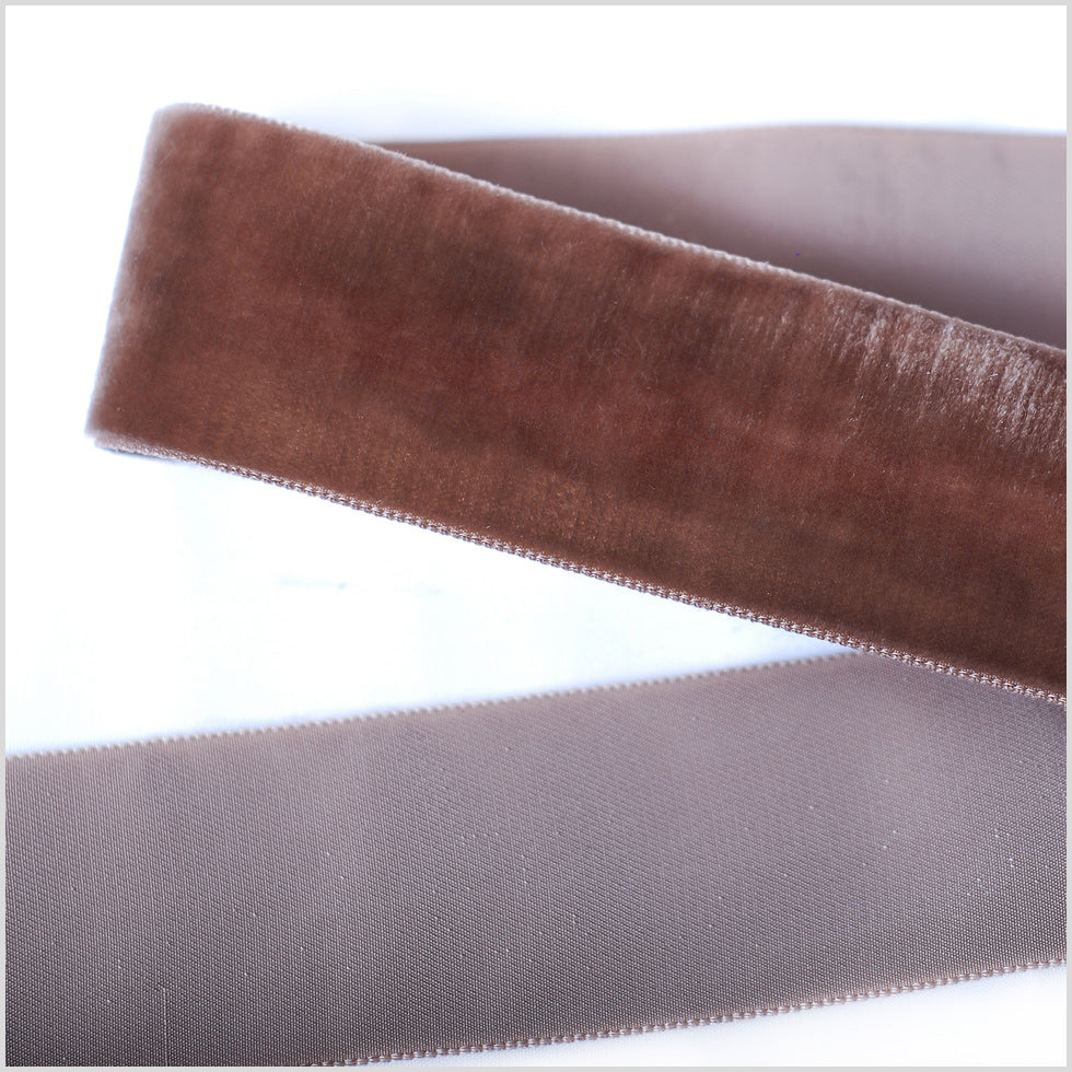 Light Brown Single Face Velvet Ribbon - 1.5