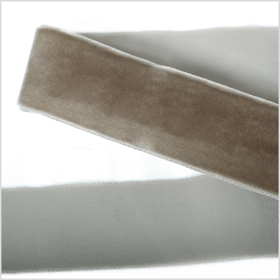 Pewter Single Face Velvet Ribbon - 1.5"
