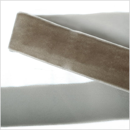 Pewter Single Face Velvet Ribbon - 1.5"