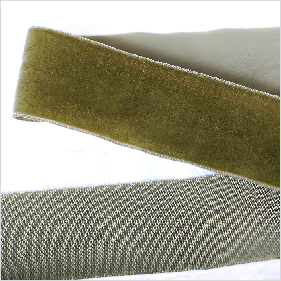 Moss Green Single Face Velvet Ribbon - 1.5