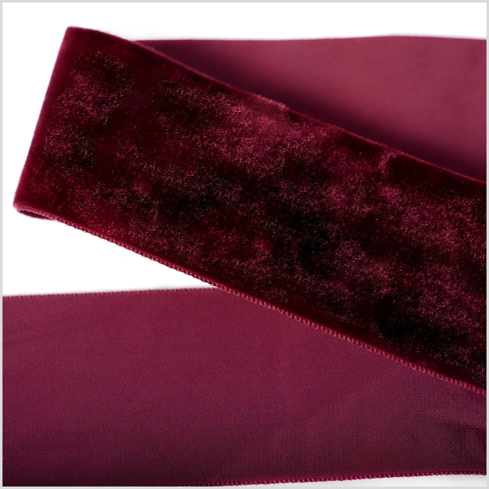 Wine Single Face Velvet Ribbon - 2