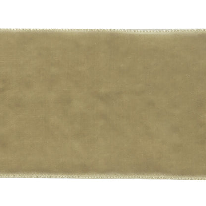Khaki Single Face Velvet Ribbon - 2" Detail
