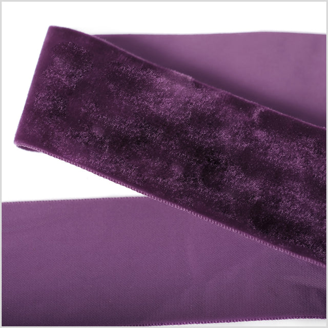 Dark Grape Single Face Velvet Ribbon - 2