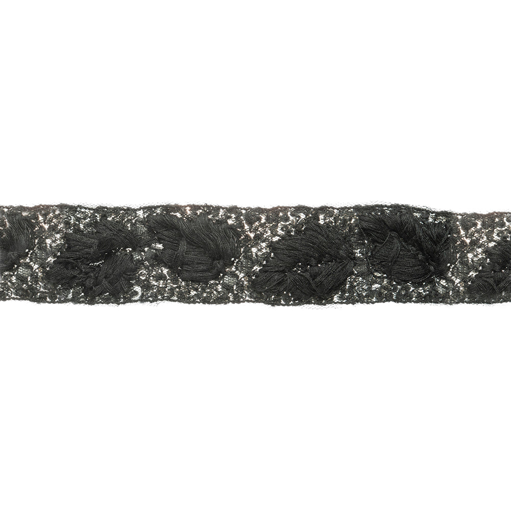 Black/White Fancy Beaded Trim - Folded