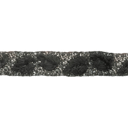 Black/White Fancy Beaded Trim - Folded