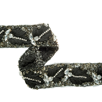 Black/White Fancy Beaded Trim
