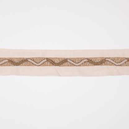 1" Beige/Gold Fancy Beaded Trim