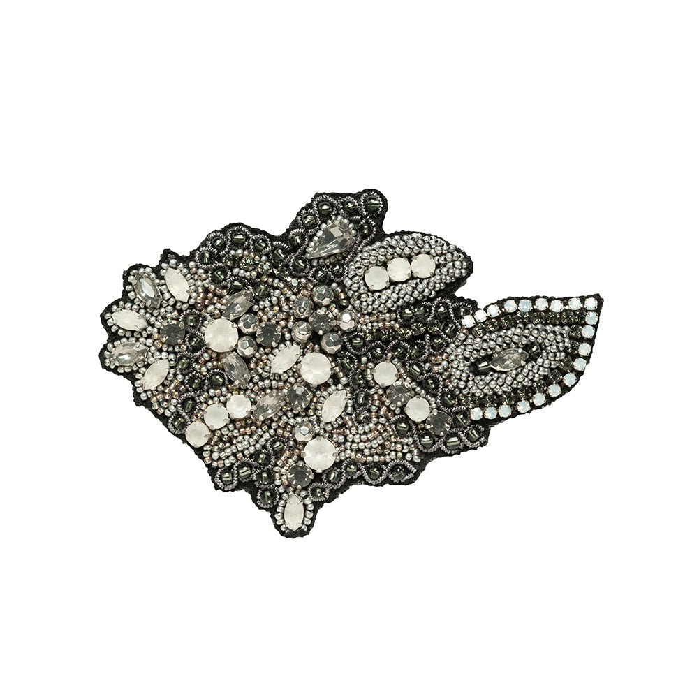 5.5 Silver/White Beaded Applique